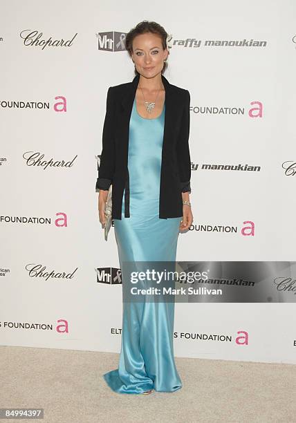 Actress Olivia Wilde arrives at the 17th Annual Elton John AIDS Foundation's Academy Award Viewing Party held at the Pacific Design Center on...