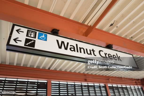 Signage for the Walnut Creek, California station of the Bay Area Rapid Transit light rail system, September 13, 2017. .