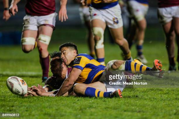Lalakai Foketi scoring the final try during the round six Mitre 10 Cup match between Bay of Plenty and Southland at Rotorua International Stadium on...