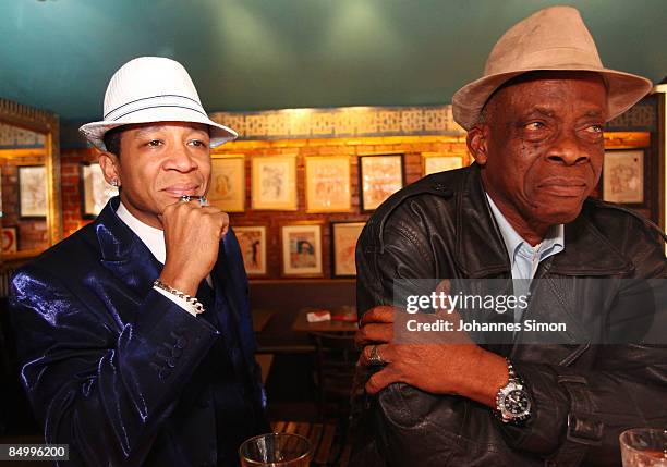 Guitarist Gilberto 'Papi' Oviedo La Portilla and dancer Erric Turro, members of the legendary Cuban music band 'Buena Vista Social Club' attend the...