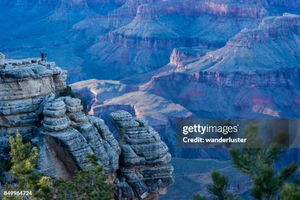 tourists at mather point at grand canyon - mather point stock pictures, royalty-free photos & images