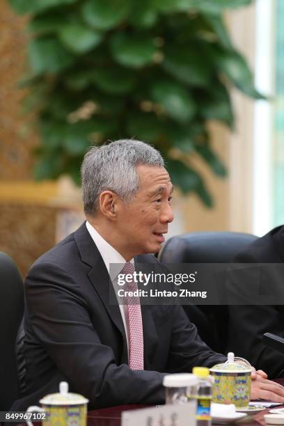 Singapore Prime Minister, Lee Hsien Loong attends a meeting with Chinese President Xi Jinping at The Great Hall Of The People on September 20, 2017...