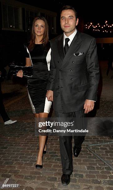 Lauren Budd and David Walliams R) attend the Giles fashion show during London Fashion Week Autumn/Winter 2009 at The Dairy on February 23, 2009 in...