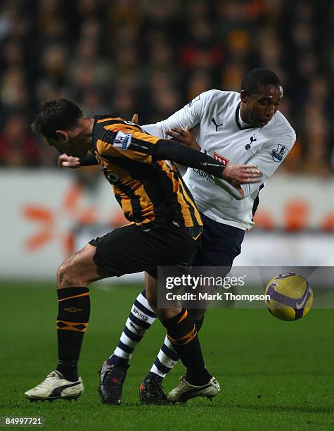 Wilson Palacios of Tottenham Hotspur battles for the ball with Richard Garcia of Hull City during the Barclays Premier League match between Hull City...
