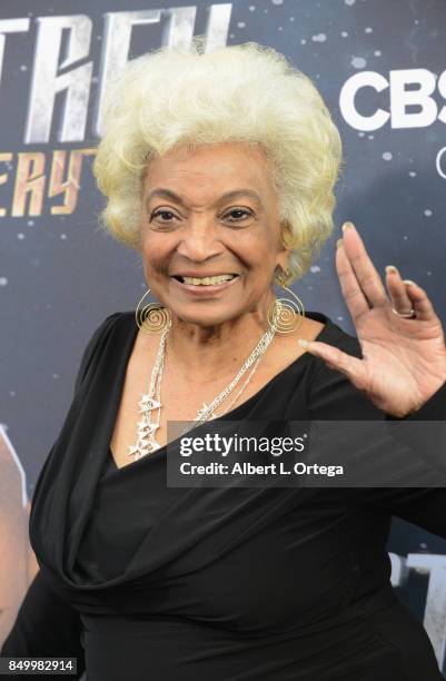 Actress Nichelle Nichols arrives for the Premiere Of CBS's "Star Trek: Discovery" held at The Cinerama Dome on September 19, 2017 in Los Angeles,...