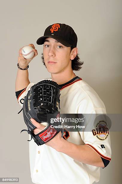 Tim Lincecum of the San Francisco Giants poses during photo day at Scottsdale Stadium on February 23, 2009 in Scottsdale, Arizona.