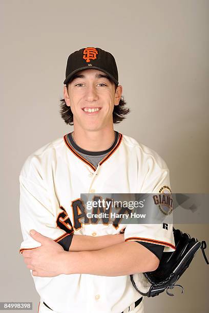 Tim Lincecum of the San Francisco Giants poses during photo day at Scottsdale Stadium on February 23, 2009 in Scottsdale, Arizona.