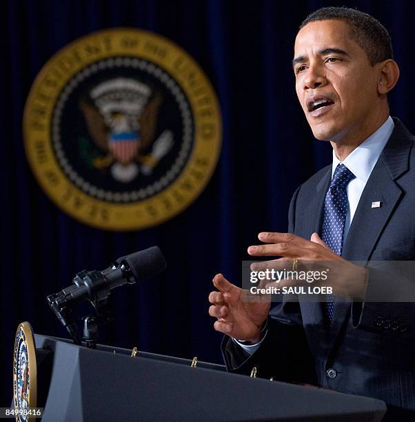 President Barack Obama speaks during the closing of the Fiscal Responsibility Summit in the Eisenhower Executive Office Building adjacent to the...