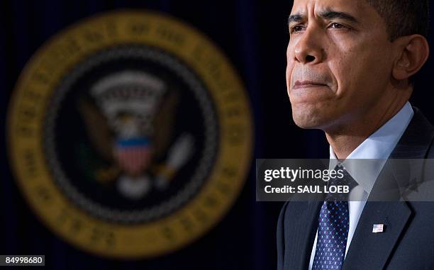 President Barack Obama speaks during the closing of the Fiscal Responsibility Summit in the Eisenhower Executive Office Building adjacent to the...