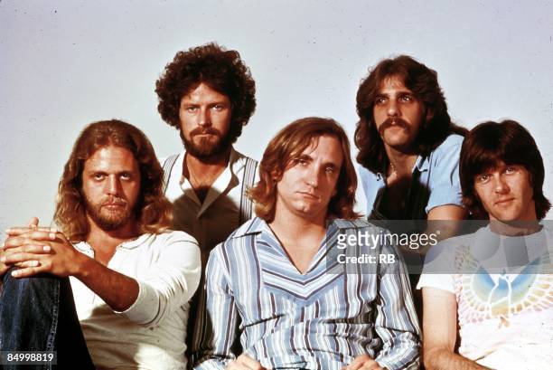 Photo of Glenn FREY and Joe WALSH and Don HENLEY and Don FELDER and EAGLES and Randy MEISNER; L-R: Don Felder, Don Henley, Joe Walsh, Glenn Frey,...