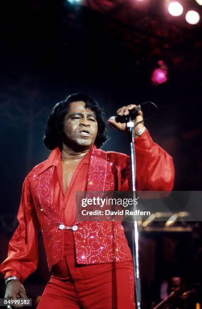 American soul singer and songwriter James Brown performs live on stage at the Jazz a Vienne Festival in Vienne, France on 30th June 1995.