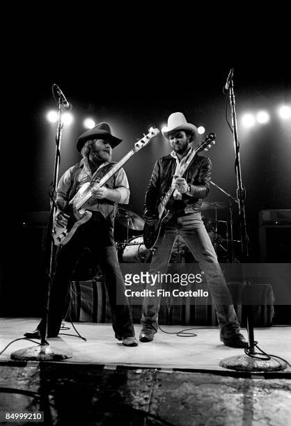 25th SEPTEMBER: Dusty Hill and Billy Gibbons from ZZ Top perform live onstage in Waterbury, Connecticut on the "Texas World Tour" on 25th September...