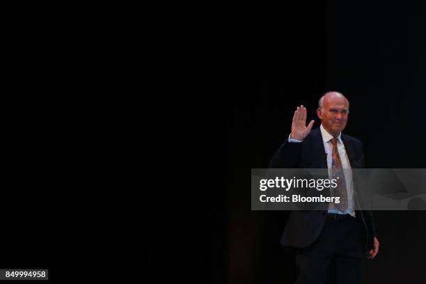 Vince Cable, leader of the U.K.'s Liberal Democrat Party, arrives to deliver his keynote speech at the party's annual conference in Bournemouth,...