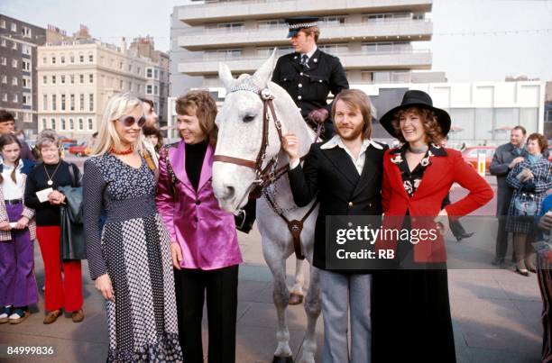 Photo of Anni Frid LYNGSTAD and Benny ANDERSSON and Agnetha FALTSKOG and ABBA and EUROVISION SONG CONTEST and Bjorn ULVAEUS; L-R: Agnetha Faltskog,...