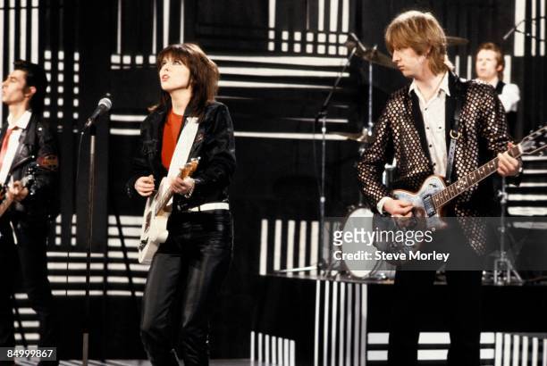 Photo of Chrissie HYNDE and Martin CHAMBERS and James HONEYMAN-SCOTT and PRETENDERS, L-R: Martin Chambers, Chrissie Hynde, James Honeyman-Scott -...