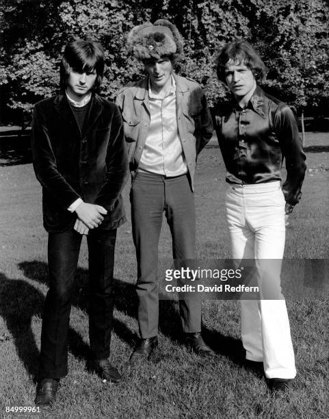 From left, Eric Clapton, Ginger Baker and Jack Bruce of British rock band Cream posed together in Green Park, London, in July 1966.
