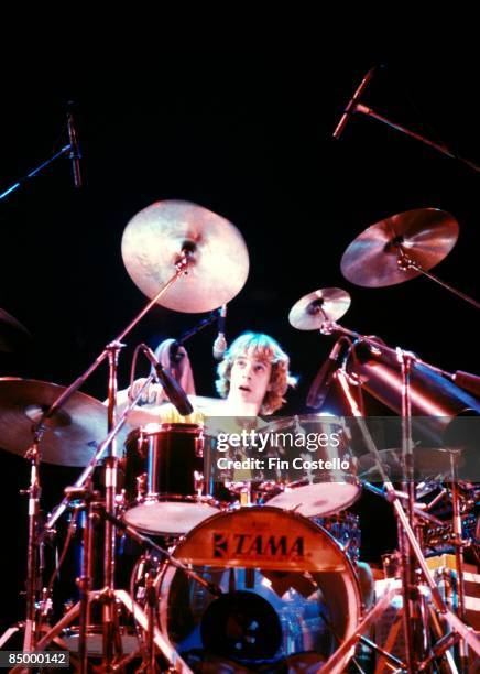 Photo of POLICE and Stewart COPELAND, Stewart Copeland, playing Tama drum kit, drums, performing live onstage