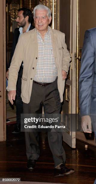 Writer Mario Vargas Llosa attends the 'Conversacion en Princeton' press conference at Casa de America on September 20, 2017 in Madrid, Spain.