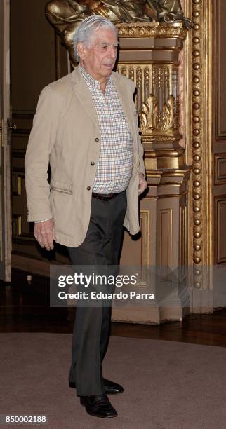 Writer Mario Vargas Llosa attends the 'Conversacion en Princeton' press conference at Casa de America on September 20, 2017 in Madrid, Spain.