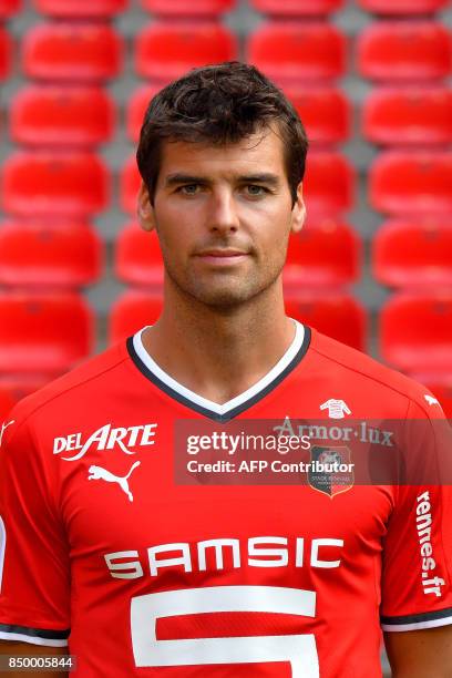 Rennes' French midfielder Yoann Gourcuff poses during the official presentation of the French L1 football Club Stade Rennais FC on September 19, 2017...