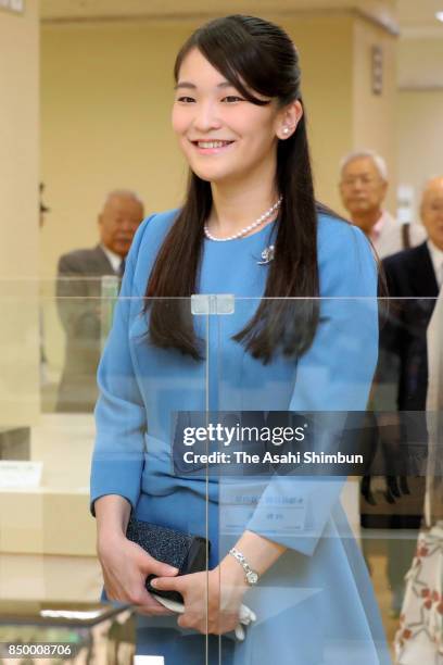 Princess Mako of Akishino attends the Japan traditional Crafts exhibition at Nihonbashi Mitsukoshi Department Store on September 20, 2017 in Tokyo,...