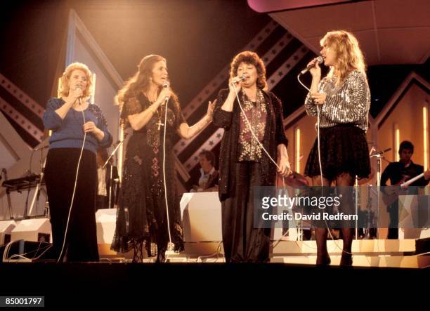 Photo of Carlene CARTER and June CARTER and CARTER FAMILY, L-R Helen Carter, June Carter Cash, Anita Carter and Carlene Carter performing on stage at...