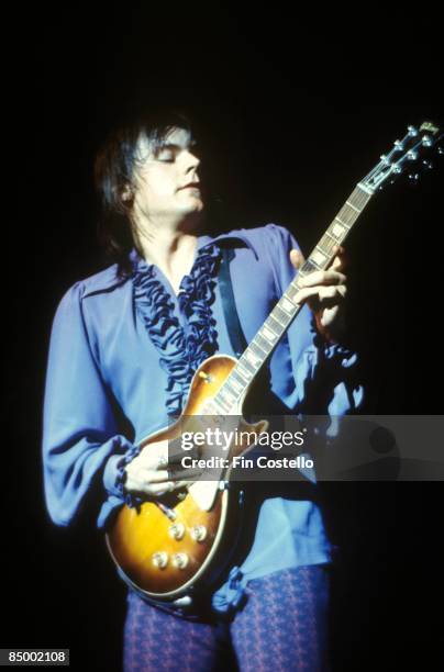 16th AUGUST: J. Geils from the J. Geils Band performs live on stage at the Calderone Theater in Long Island, New York on 16th August 1975.