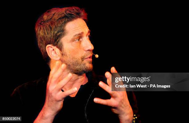 Gerard Butler attends a Q&A session about new film Olympus Has Fallen, at the Apple Store in London.