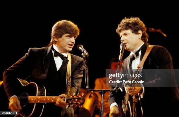 Photo of Don EVERLY and Phil EVERLY and EVERLY BROTHERS, L-R: Phil Everly and Don Everly performing live onstage at reunion concert