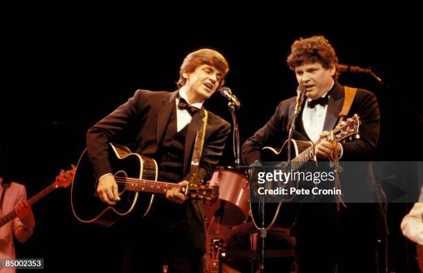 Photo of Don EVERLY and Phil EVERLY and EVERLY BROTHERS, L-R: Phil Everly and Don Everly performing live onstage at reunion concert