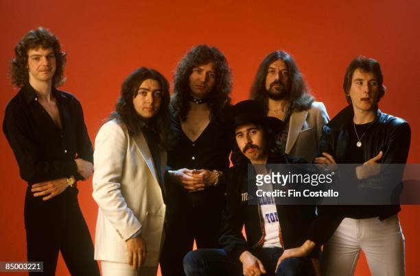 Photo of Jon LORD and WHITESNAKE and Bernie MARSDEN and Neil MURRAY and Micky MOODY and David COVERDALE and David DOWLE, L-R: Neil Murray, Bernie...