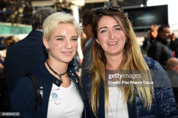 Bebe Vio and Martina Caironi attend the Italy Paralympic Team Presentation at the Central Station on September 20, 2017 in Milan, Italy.