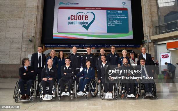 Italy Paralympic Team poses at Central Station during the Italy Paralympic Team Presentation on September 20, 2017 in Milan, Italy.