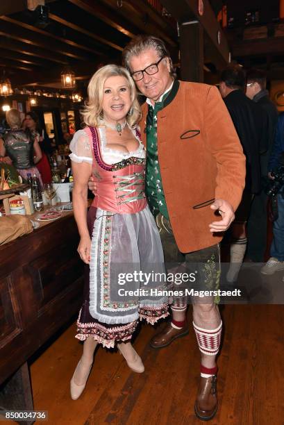 Michael Hartl and Marianne Hartl attend the Charity Lunch at 'Zur Bratwurst' during the Oktoberfest 2017 on September 20, 2017 in Munich, Germany.