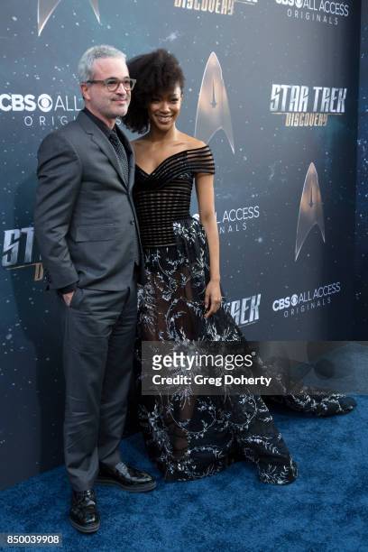 Executive Producer Alex Kurtzman and Sonequa Martin-Green arrive for the Premiere Of CBS's "Star Trek: Discovery" at The Cinerama Dome on September...
