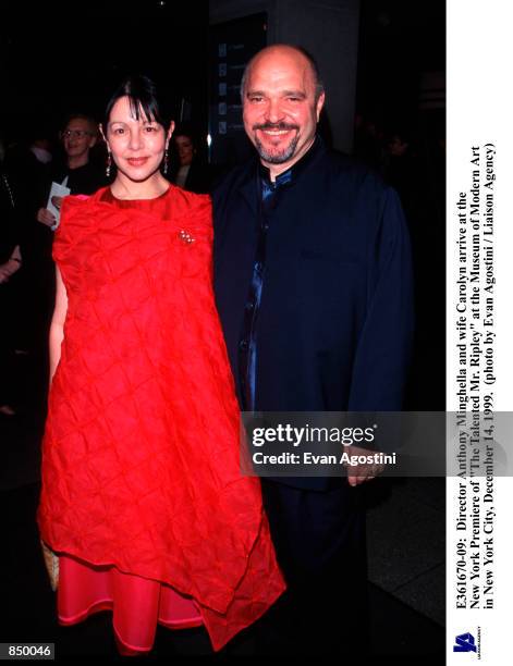 Director Anthony Minghella and wife Carolyn arrive at the New York Premiere of "The Talented Mr. Ripley" at the Museum of Modern Art in New York...