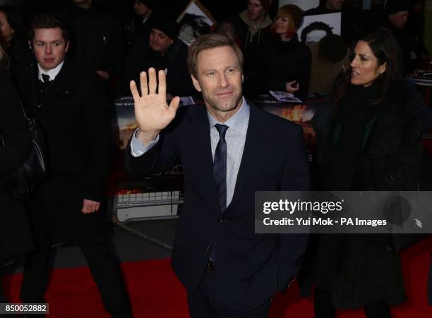 Aaron Eckhart arriving for the European Premiere of Olympus has Fallen, at the BFI IMAX, South Bank in London.