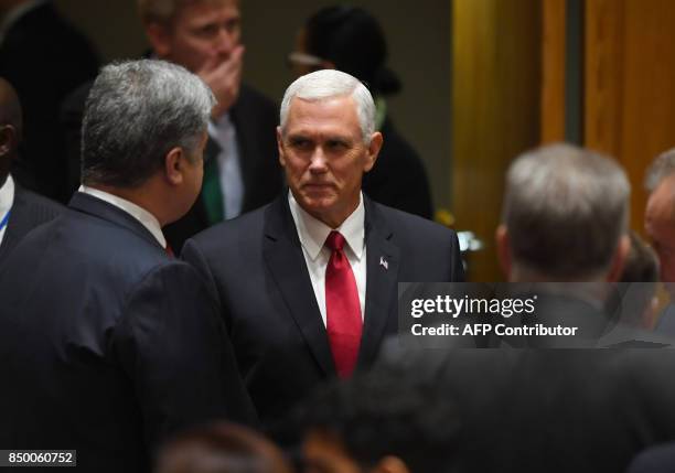 Vice President Mike Pence attends at a meeting of the UN Security Council on peacekeeping operations, during the 72nd session of the General Assembly...