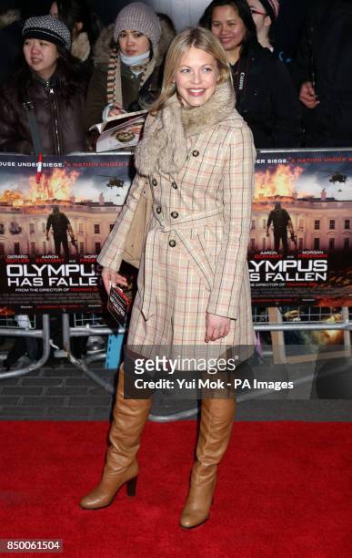 Kelly Adams arriving for the European Premiere of Olympus has Fallen, at the BFI IMAX, South Bank in London.