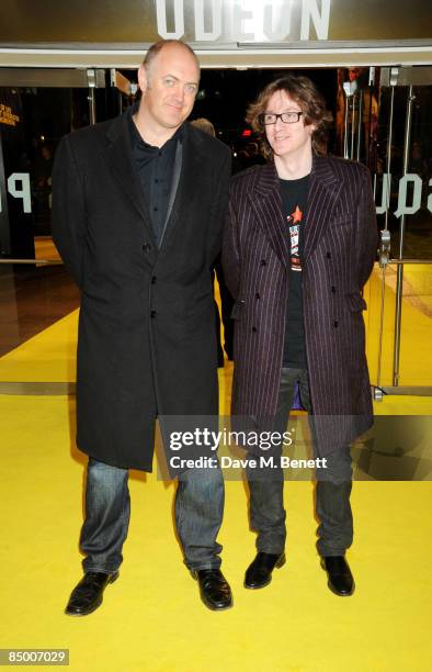 Dara O'Briain and guest arrive at the UK film premiere of 'Watchmen', at the Odeon Leicester Square on February 23, 2009 in London, England.