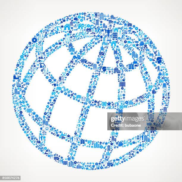 globe construction industry vector icon pattern - construction worker tablet stock illustrations