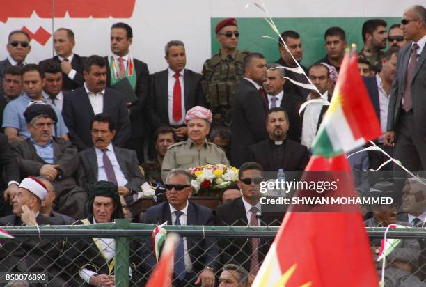 Iraq's Kurdistan region president Massud Barzani attends a campaign rally to support the referendum on the independence of the Kurdistan region, on...