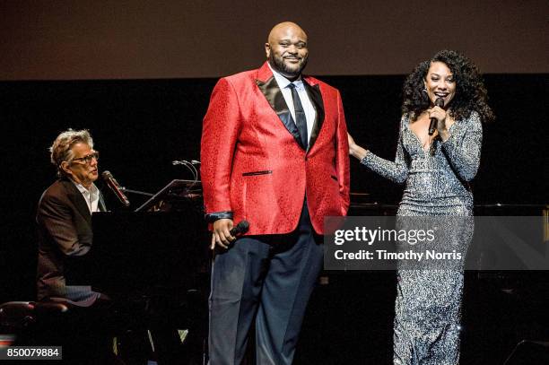 David Foster, Ruben Studdard and Shelea perform during the 2017 GRAMMY Museum Gala Honoring David Foster at The Novo by Microsoft on September 19,...