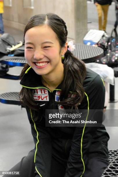 Marin Honda of Japan is seen after competing in the Ladies Singles Short Program during day two of the US International Figure Skating Classic at the...