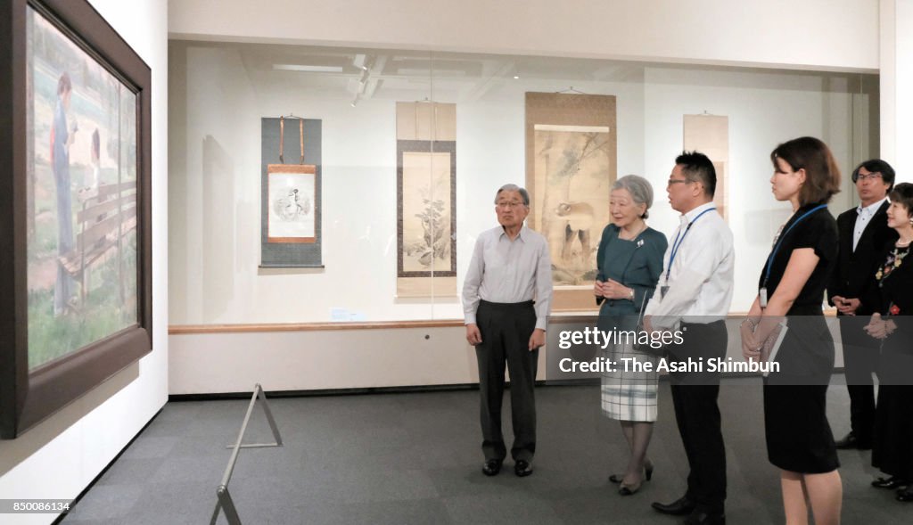 Emperor And Empress Visit Takeji Fujishima Exhibition