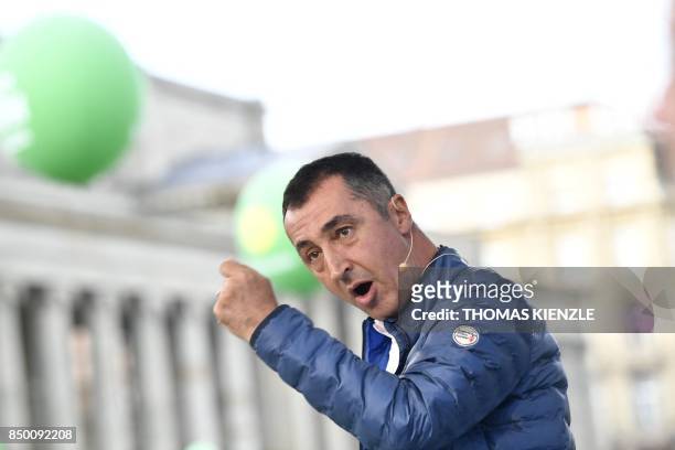 Top candidate for the Greens for the 2017 German federal elections, Cem Ozdemir, speeks during an election campaign rally of the Alliance '90/Greens...