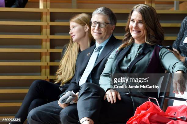 Phoebe Adele Gates, Bill Gates, and Melinda Gates attend the Goalkeepers 2017, at Jazz at Lincoln Center on September 20, 2017 in New York City....