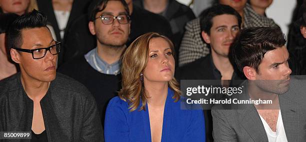 Gok Wan, Heidi Range and Dave Berry attend the On|Off London Fashion Week a/w 2009 Front Row on February 23, 2009 in London, England.