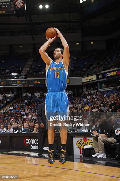 Peja Stojakovic of the New Orleans Hornets shoots the ball against the Sacramento Kings on February 23, 2009 at ARCO Arena in Sacramento, California....