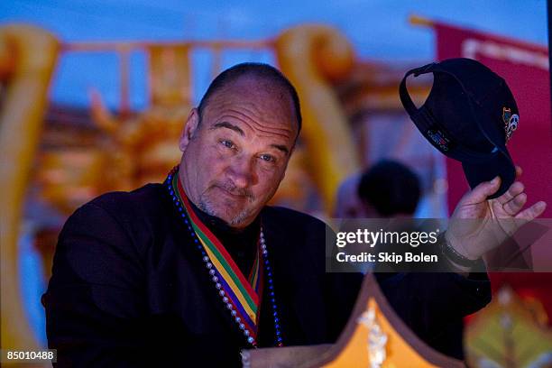 Actor and musician Jim Belushi rides in the 2009 Krewe of Orpheus Parade on February 23, 2009 in New Orleans, Louisiana.